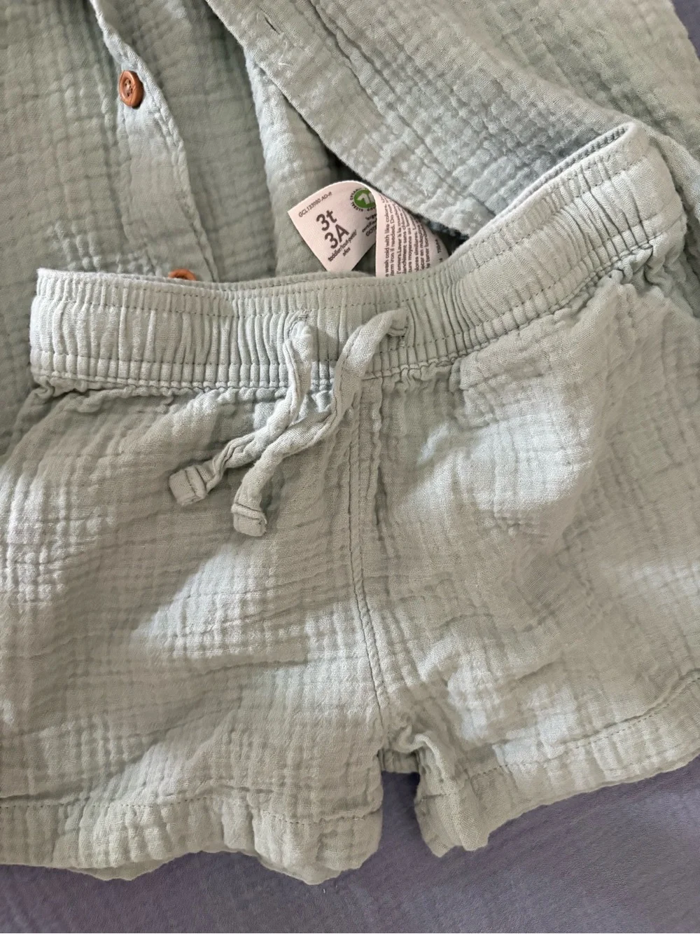Carter's Light Sage Green Cotton Kids Pajama Set